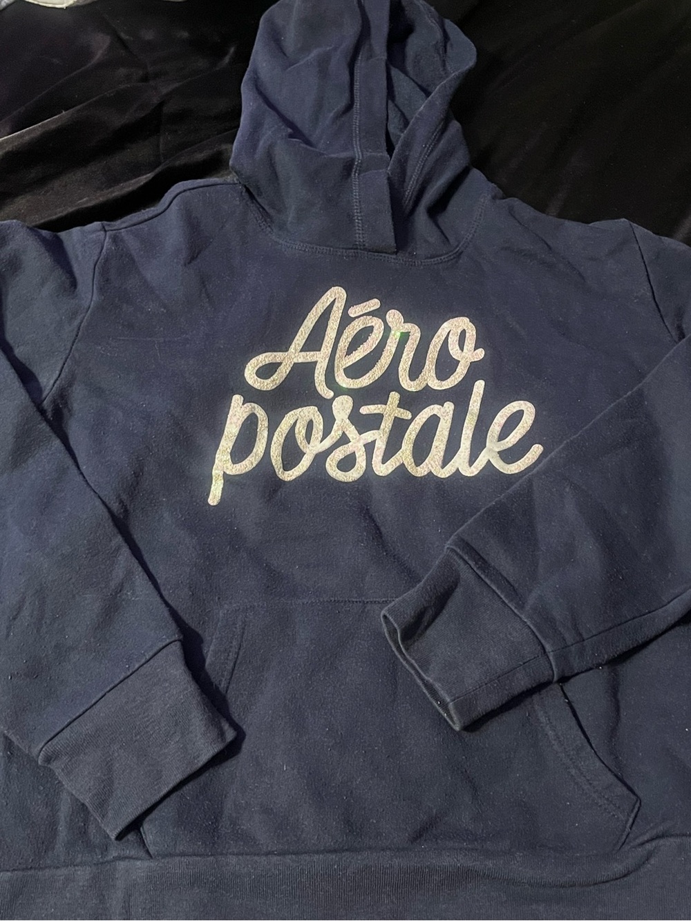 Aeropostale Navy Blue Pullover Hoodie with Interior Label